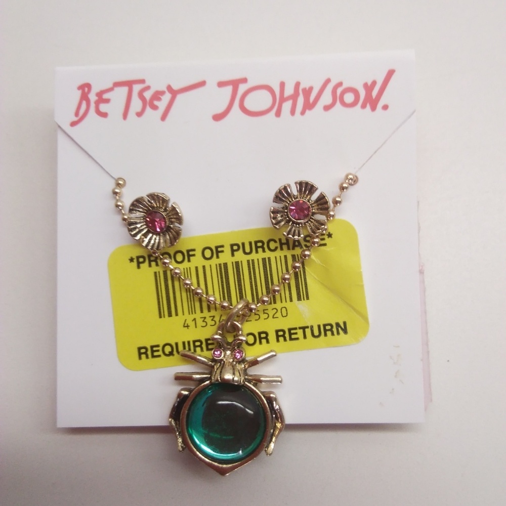 Betsey Johnson New Aqua Beetle & Flower Neck. & ER